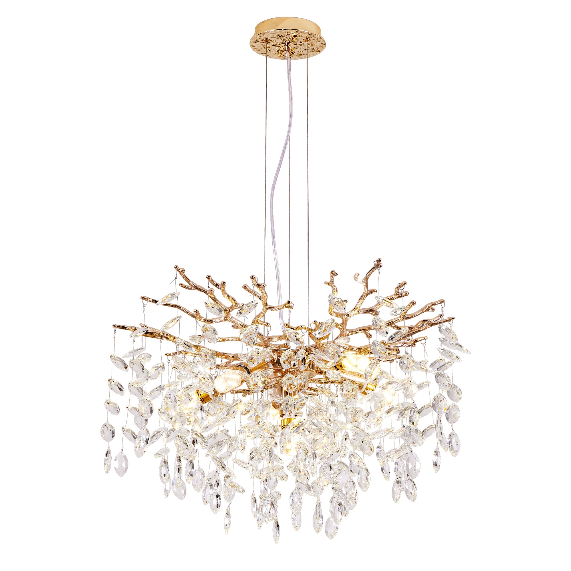 24" Luxury Tree Branch Adjustable Crystal Chandelier