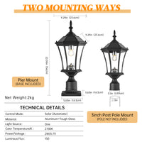 Sentinel Dusk-to-Dawn Solar Post Light (Matte Black)