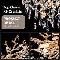 24" Luxury Tree Branch Adjustable Crystal Chandelier