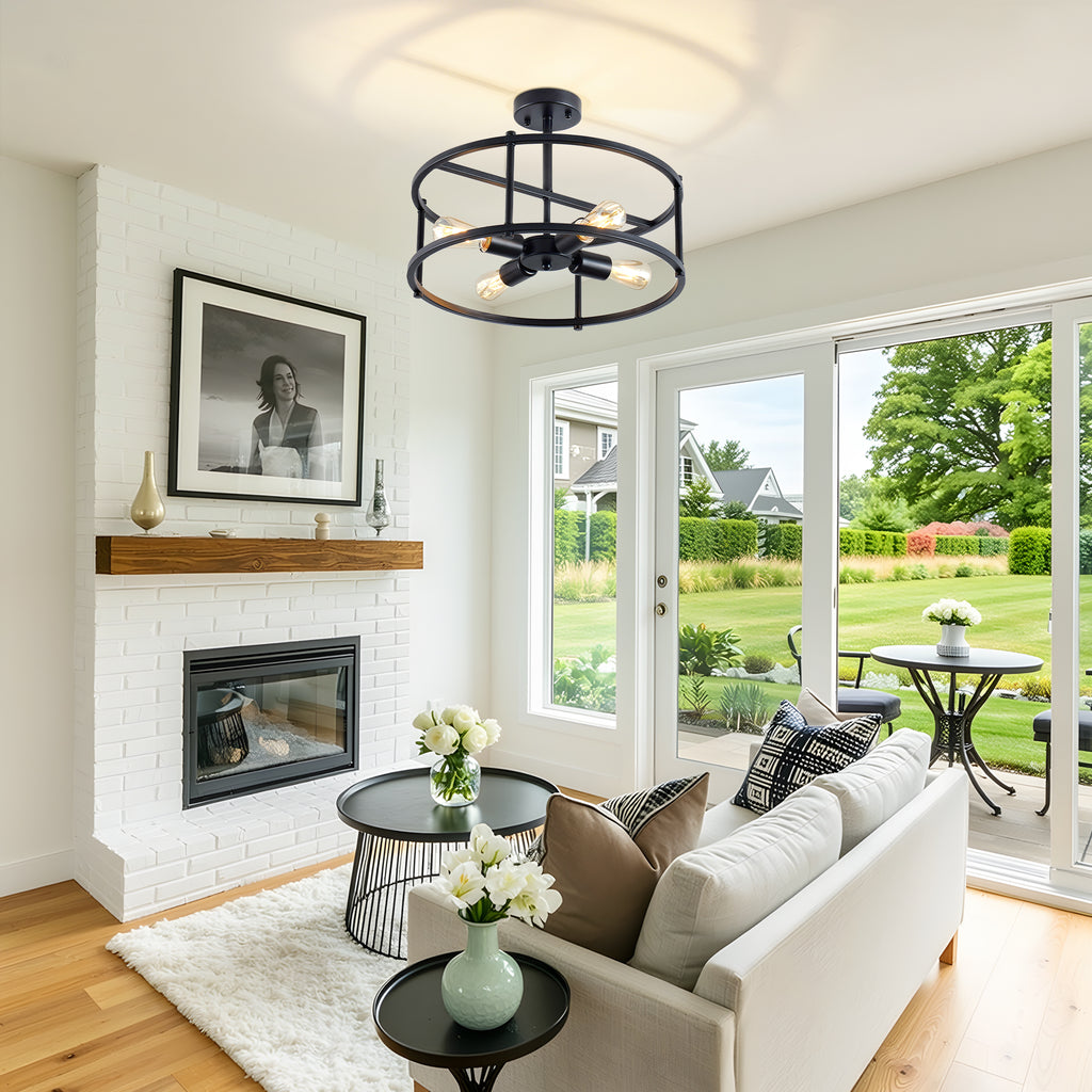 Apex Matte Black 4-Light Flush Mount Ceiling Light