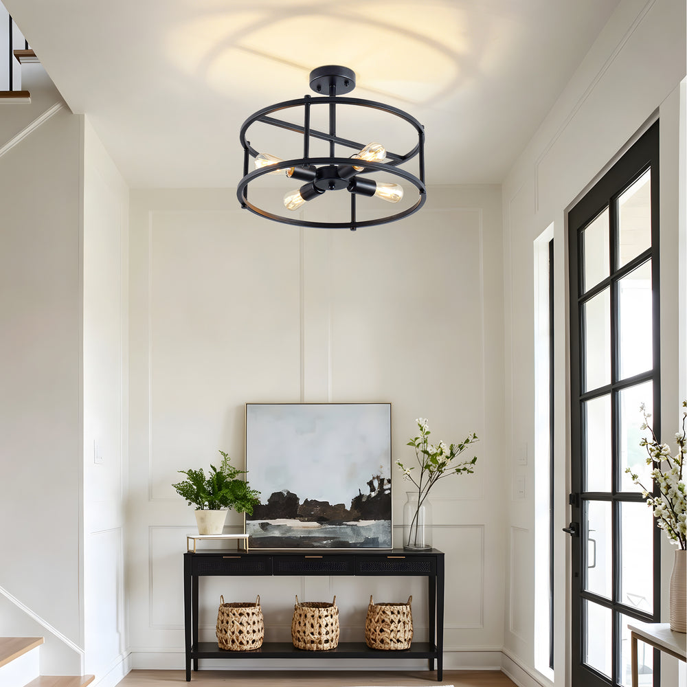 Apex Matte Black 4-Light Flush Mount Ceiling Light