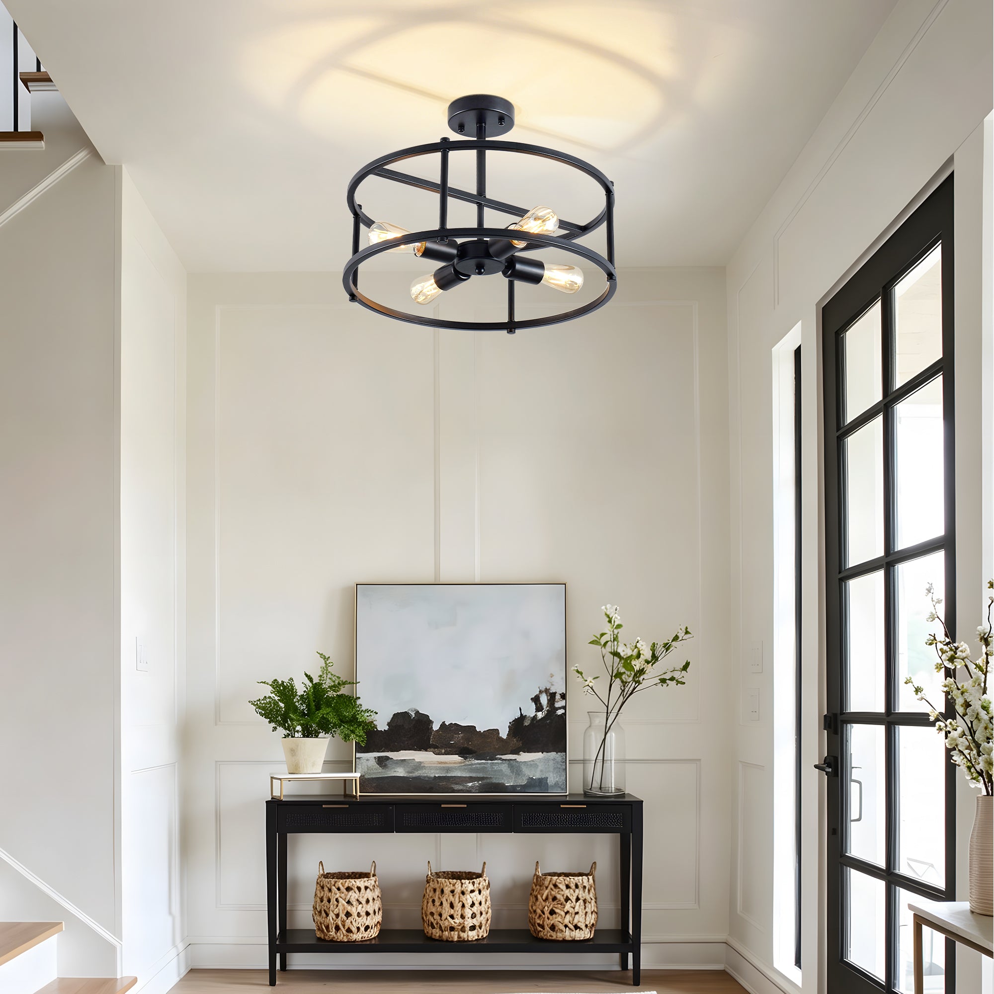 Apex Matte Black 4-Light Flush Mount Ceiling Light