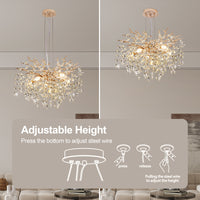 24" Luxury Tree Branch Adjustable Crystal Chandelier