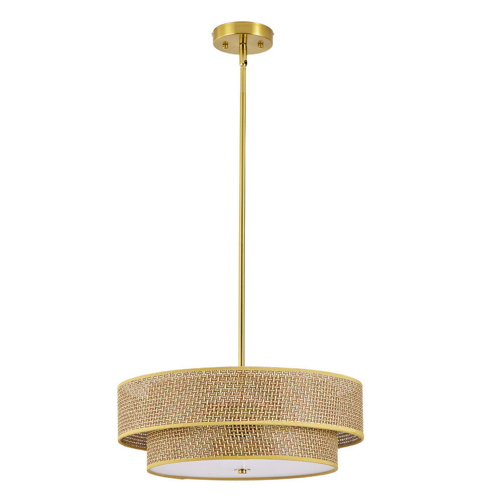 Aurelia Organic 3-Light Rattan & Brass Chandelier